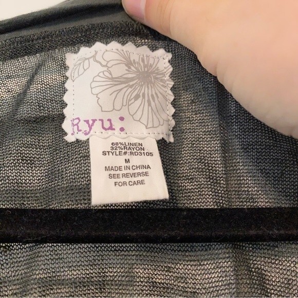 Ryu Linen Blend Ombre Lightweight Flowy Boho Hippie Tie Front Top size Medium - Picture 9 of 11